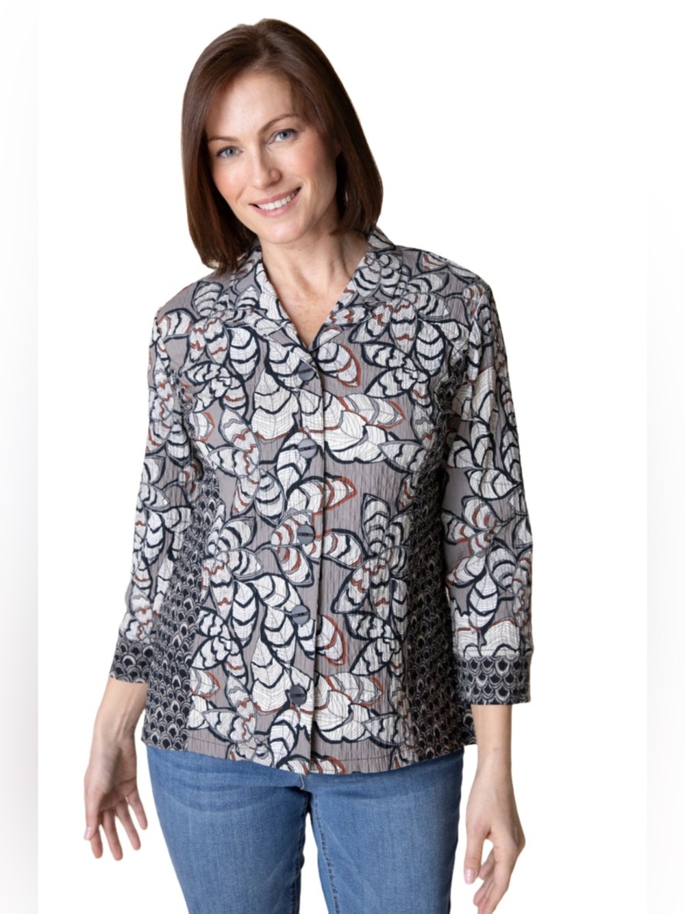 New Habitat Sz Lg RUSTLING LEAVES" PRINCESS SEAM SHIRT - 41621
